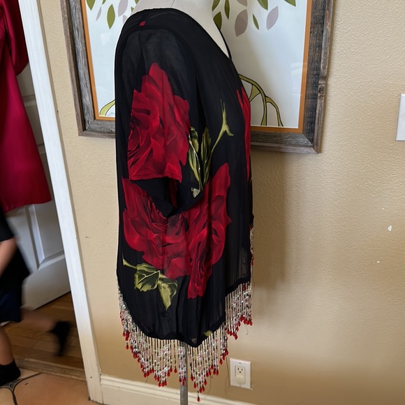 Magic of the moon Beaded hem vintage floral blouse (C9) - Picture 6 of 8